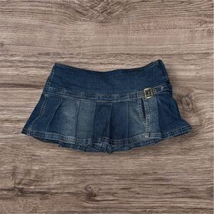 BDG Blue Denim Skirt with Buckle Detail